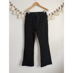 Ann Taylor Embellished The Flare High Rise Black Jeans Boho Festival Feminine 4